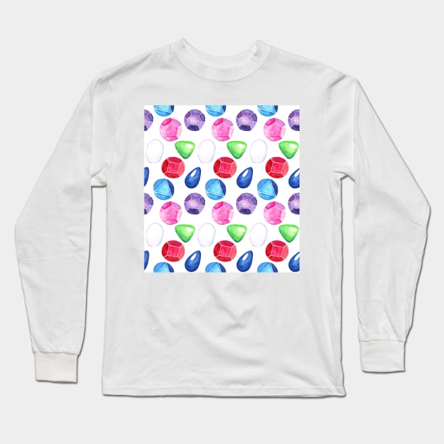 watercolors gemstones universe Long Sleeve T-Shirt by lezettern